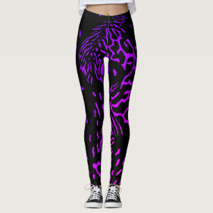 Kühler abstrakter Schwarz- und Violett-Tiger-Strei Leggings