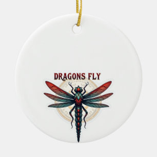Kühler bearbeiteter Steampunk Libelle - Drachen fl Keramik Ornament
