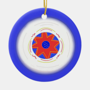 Kühler blauer Frisbee Keramikornament