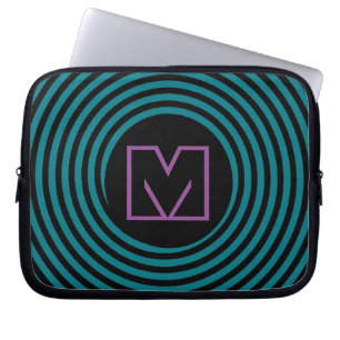 Kühler blauer Spiralwirbel Monogramm Laptopschutzhülle