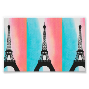 Kühler Eiffelturm Paris farbenfroher Hintergrund Fotodruck
