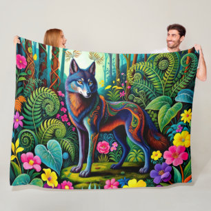 Kühler Grauer-Wolf-Fee-Tier Fleecedecke
