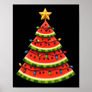 Kühler Juli Sommer Xmas Wassermelone Weihnachtsbau Poster