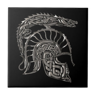 Kühler Krieger Metallic-Drachenhelm Fliese