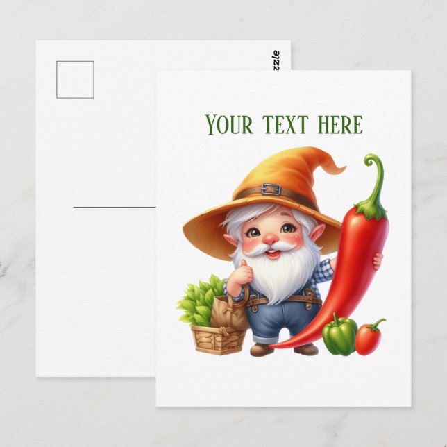 Kühler Paprika-Gnom anpassbar Postkarte (Vorne/Hinten)