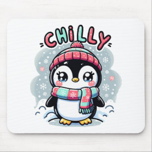 Kühler Pinguin Schnee Schal Umarmung Mousepad