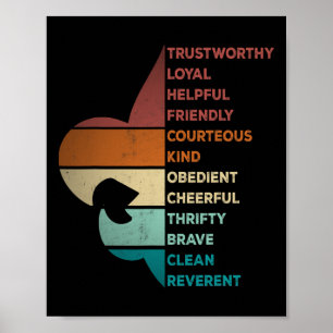 Kühler Retro-Vintage-Stil Pfadfinder Gesetz  Poster