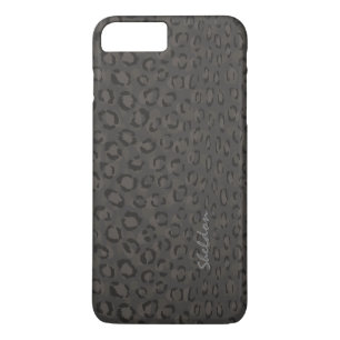 Kühler schwarzer grauer Cheetah-Druck Monogramm title_seo2