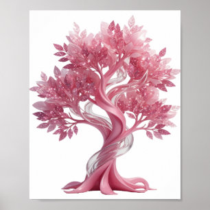 Kühler Silberner ROSA BAUM Poster