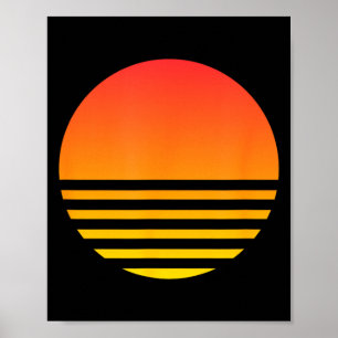 Kühler Sonnenuntergang Sommer Strand Surfen 80er R Poster