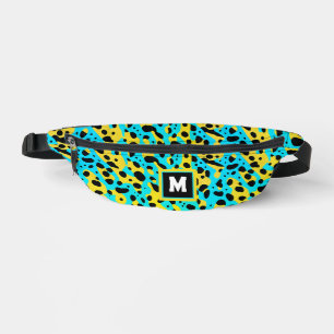 Kühles abstraktes Türkis-Leopardenmuster-Monogramm Bauchtasche