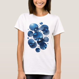 Kühles Blau BLUE STARS Druck T-Shirt
