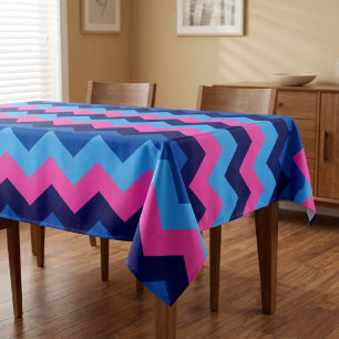 Kühles Blau Rosa Chevron Muster Kleine Tischdecke