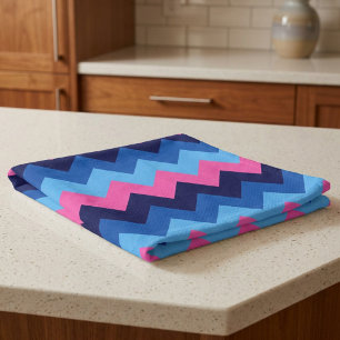 Kühles Blau Rosa Chevron Muster Küchenhandtuch Geschirrtuch