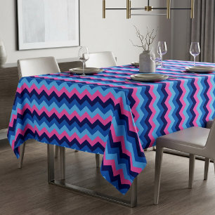 Kühles Blau Rosa Chevron-Muster Mittlere Tischdeck Tischdecke