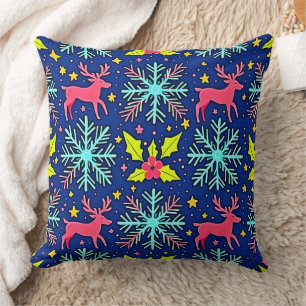 Kühles Blau Weihnachtsrentier Muster Design Kissen
