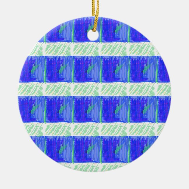 Kühles Blaues Maritimes Abstrakt  Keramik Ornament (Vorne)