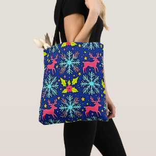 Kühles Blaues Weihnachts-Rentier-Muster-Design Tasche
