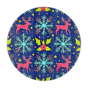 Kühles Blaues Weihnachts-Rentier-Musterdesign Schneidebrett
