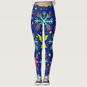 Kühles Blaues Weihnachtsrentier-Musterdesign Leggings