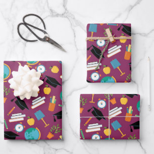 Kühles Fliesen-Schulmuster Geschenkpapier Set