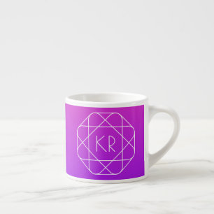 Kühles geometrisches Monogramm   Magenta Violett L Espressotasse