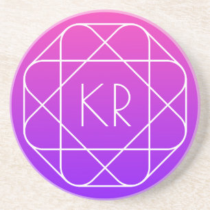 Kühles geometrisches Monogramm   Magenta Violett L Getränkeuntersetzer