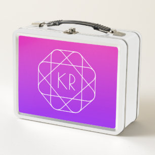 Kühles geometrisches Monogramm   Magenta Violett L Metall Brotdose