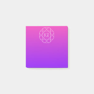 Kühles geometrisches Monogramm   Magenta Violett L Post-it Klebezettel