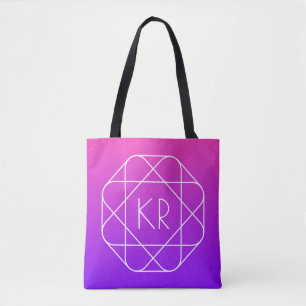 Kühles geometrisches Monogramm Magenta Violett L Tasche