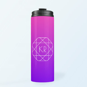 Kühles geometrisches Monogramm   Magenta Violett L Thermosbecher