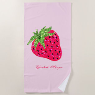 Kühles Glitter Erdbeere Rosa Strandtuch