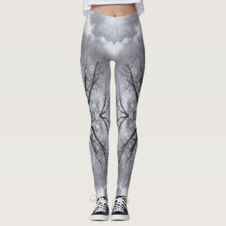 Kühles Grau und Weiß abstraktes Wolken-Mandala Leggings