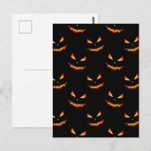 Kühles gruseliges Jack O'Lantern-Gesicht Halloween Postkarte