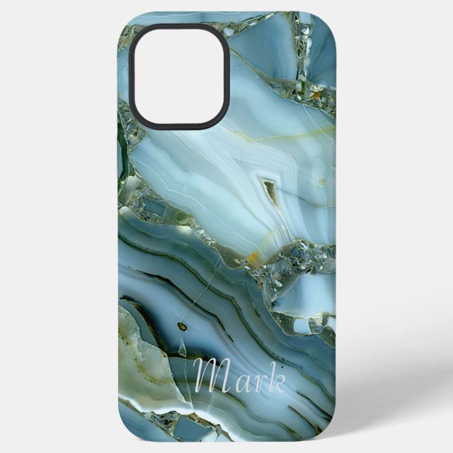 Kühles Marmormuster Monogramm iPhone 12 Pro Max Hülle (Rückseite)