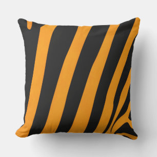 Kühles Orange und Schwarz Streifenmuster Kissen