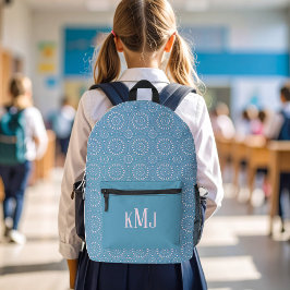 Kühles Pink und Blau Modernes Monogramm Bedruckter Rucksack