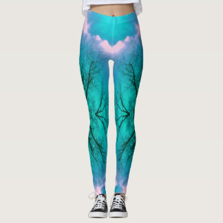 Kühles Pink und Türkis abstraktes Wolken-Mandala Leggings