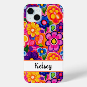 Kühles Retro-Blumenmuster personalisiert Case-Mate iPhone Hülle