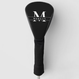 Kühles Schwarz-Weiß-Monogramm Name personalisiert Golf Headcover