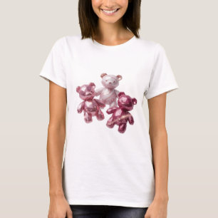 Kühles Silber DREI ROSA TEDDYBÄREN Modernes Design T-Shirt