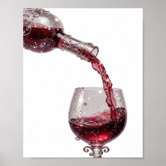 Kühles Silber ROTWEIN Poster (Vorne)