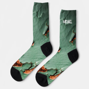 Kühles türkisbraunes rostiges Metall Benutzerdefin Socken