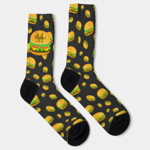 Kühles und lustiges leckeres Burger-Muster-Monogra Socken