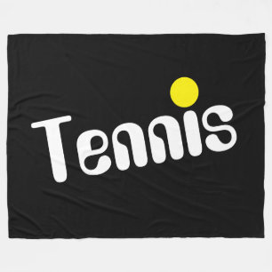 Kühles Weiß Gelb Diagonales TENNIS-Text auf Schwar Fleecedecke