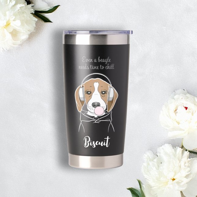 Kühlhund mit Bubblegum Funny Beagle Thermobecher (Von Creator hochgeladen)