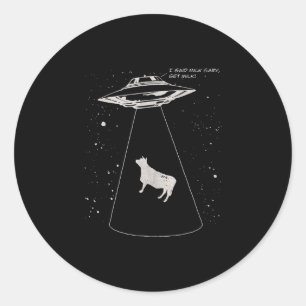 Kuhliebhaber   Funny Cow Mill UFO Flying Saucer Runder Aufkleber