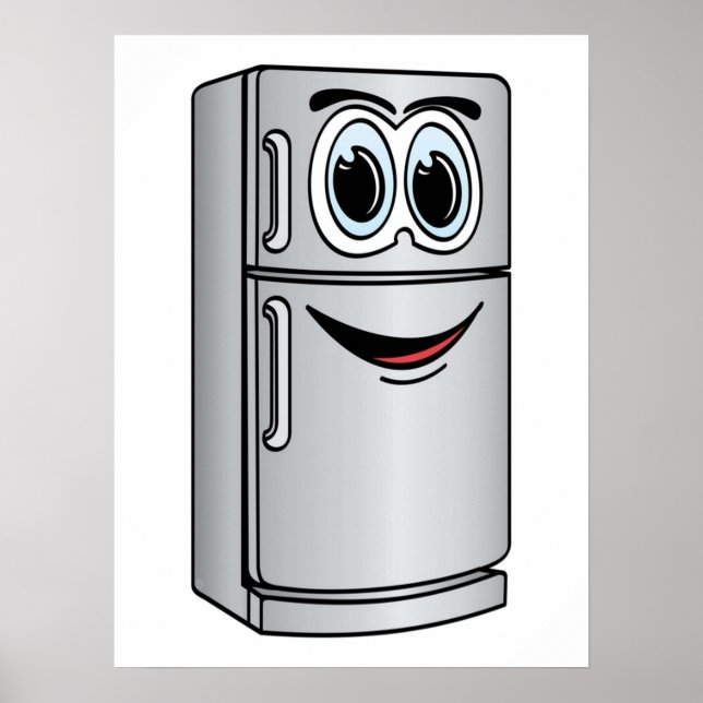 Kühlschrank-Cartoon aus rostfreiem Stahl Poster (Vorne)