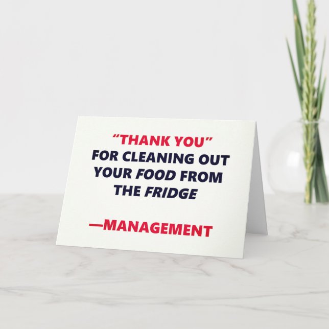 Kühlschrank Cleaning Funny Danke Büro Humor Karte (Vorderseite)