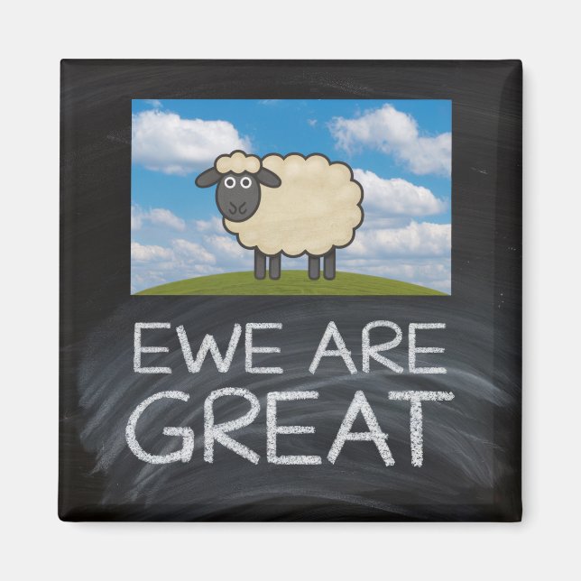 Kühlschrankmagnet "Ewe are Great" Schafspuppe (Vorne)